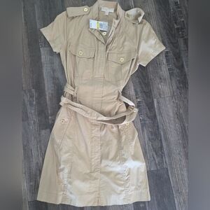 Michael Kors Khaki Belted Dress Sz M MSRP $155